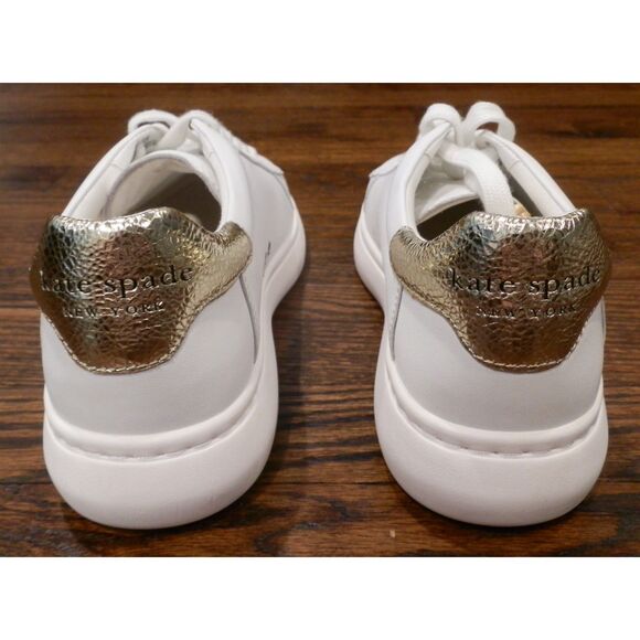 Kate Spade White Gold Lift Sneakers Shoes Women's Size 9B New - Picture 5 of 8